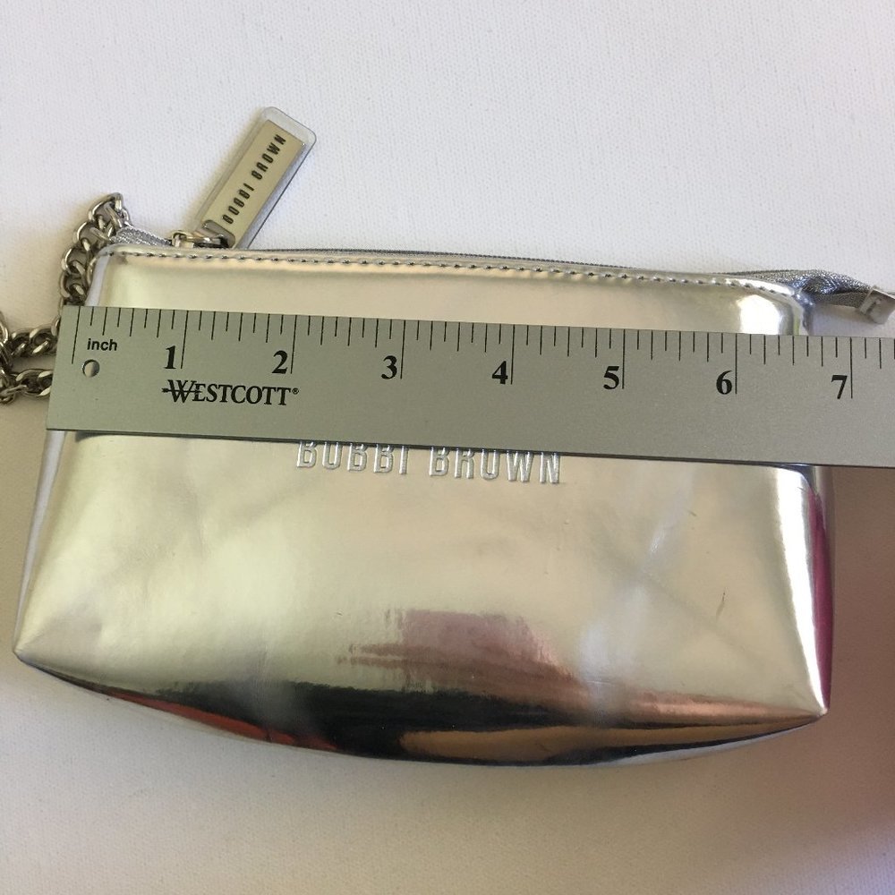 Bobbi Brown NEW Silver Chain Wristlet Zippered Pouch w/Mirror 6.5" x 4" x 1.75" - Picture 11 of 15